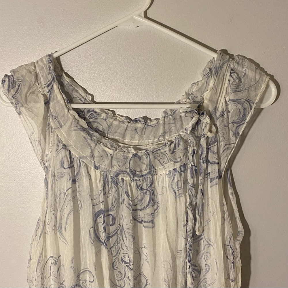 Giusy Made in Italy 100% Silk Top Cap Sleeve Flowy Lightweight Women’s Size L